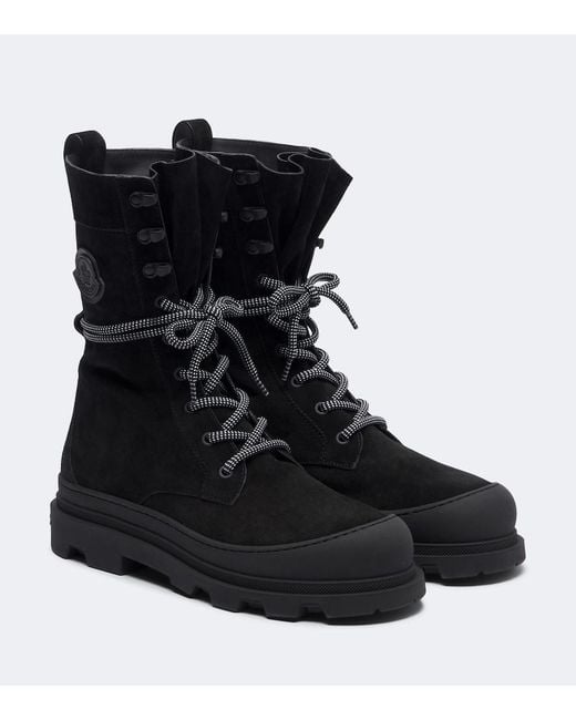 Moncler Black Vera Suede Lace-Up Boots