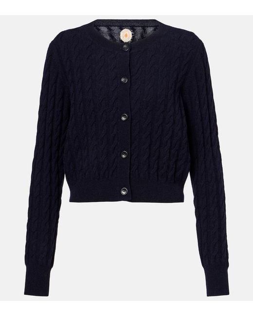 Jardin Des Orangers Blue Cable-Knit Wool And Cashmere Cardigan