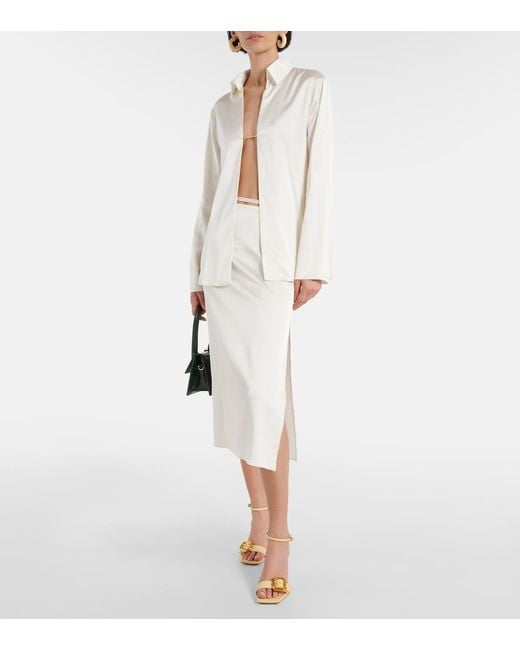 Jacquemus White La Chemise Notte Satin Top