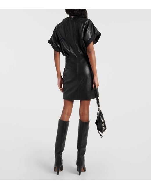 Vestido corto Faustilia de piel Isabel Marant de color Black