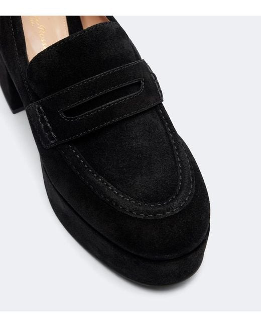 Gianvito Rossi Black Jenna Suede Loafer Pumps