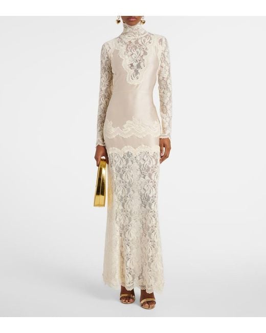 Rabanne White Maxikleid Mit Spitze