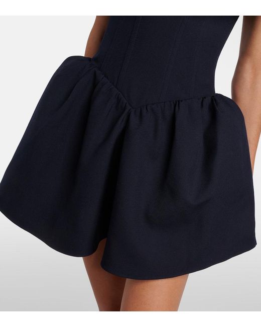 ShuShu/Tong Off-Shoulder Wool And Silk Minidress in Blue | Lyst