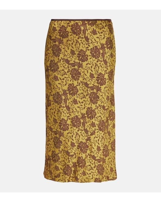 Dries Van Noten Metallic Floral Jacquard Midi Skirt