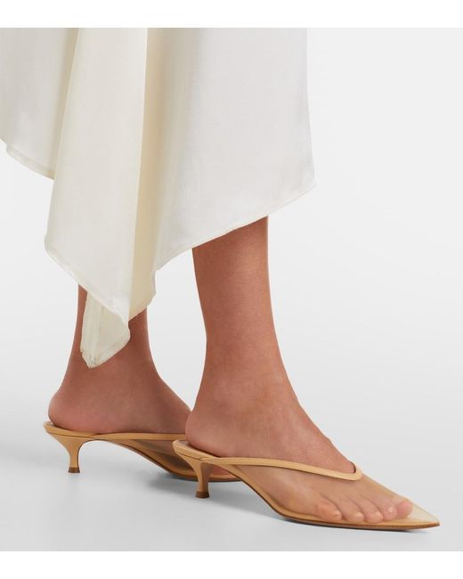 Le Monde Beryl Natural Venetian Leather-Trimmed Mules