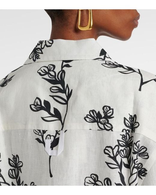 Jacquemus White Jean Floral Linen Bowling Shirt