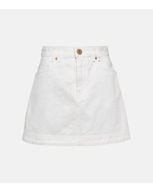 Mini-jupe en jean Balmain en coloris White