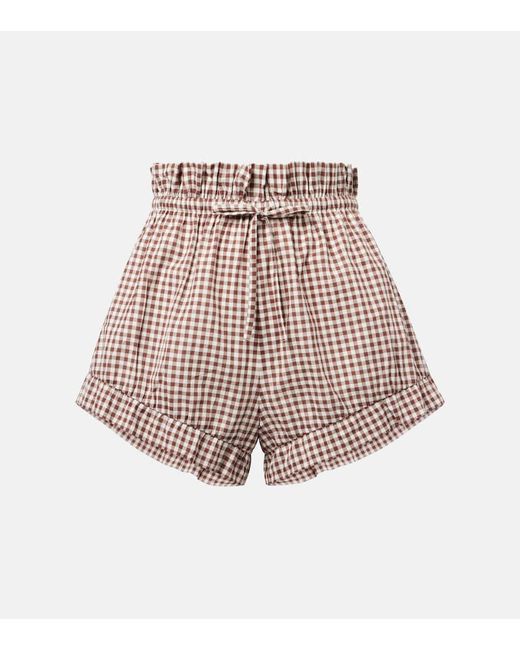 Posse Brown Callie Gingham Cotton Shorts