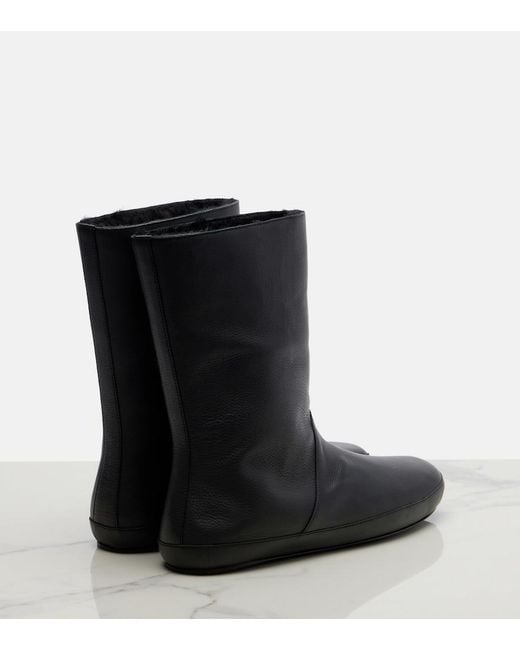 The Row Black Toni Shearling-Lined Leather Ankle Boots