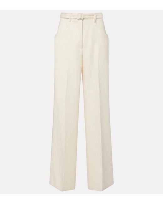 Gabriela Hearst White Norman Belted Silk And Wool Wide-Leg Pants