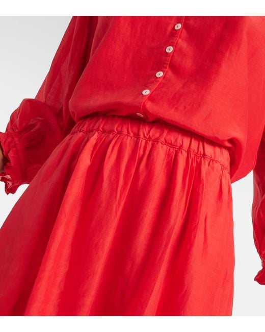 Velvet Red Mariela Cotton And Silk Maxi Skirt