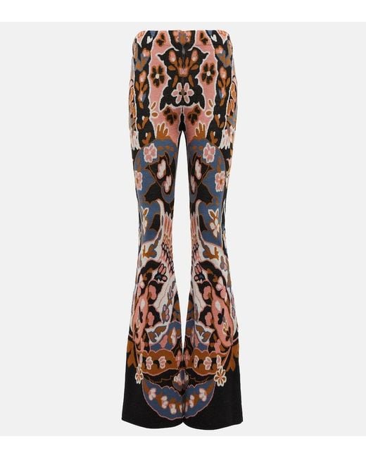 Etro Floral High-Rise Flared Wool Pants