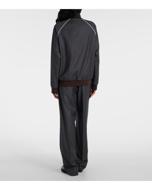 Miu Miu Black Pinstripe Virgin Wool Blouson