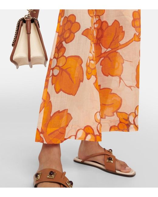 Etro Orange Printed Ramie Pants