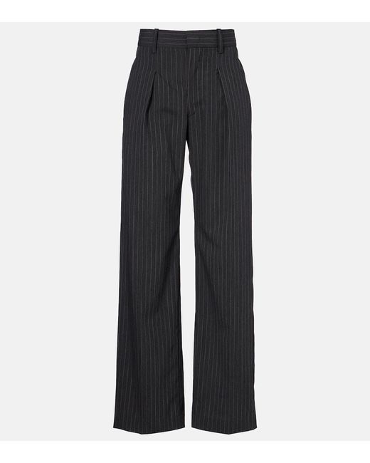 Isabel Marant Blue Pinstriped Wool-Blend Straight Pants