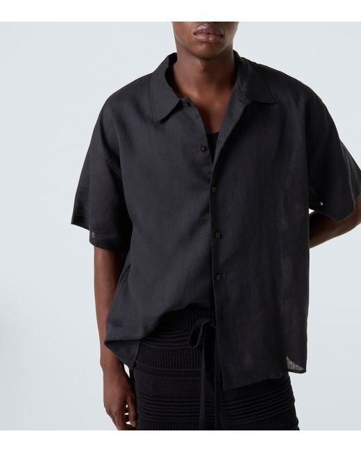 Commas Black Oversized Linen Shirt for men