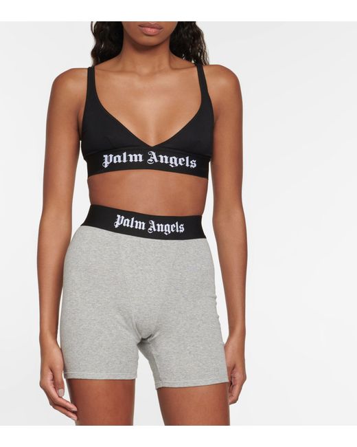 Palm Angels Logo Cotton-blend Bra in Black | Lyst
