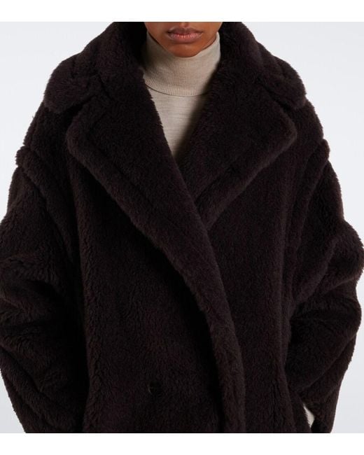 Max Mara Black Alpaca, Wool, And Silk Teddy Coat