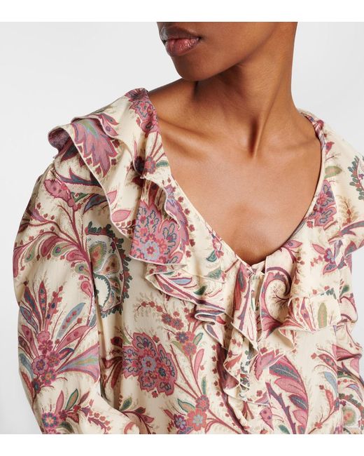 Etro Pink Printed Ruffled Blouse