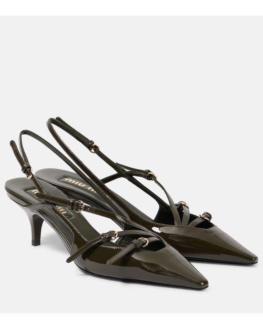 Miu Miu Metallic Patent Leather Slingback Pumps