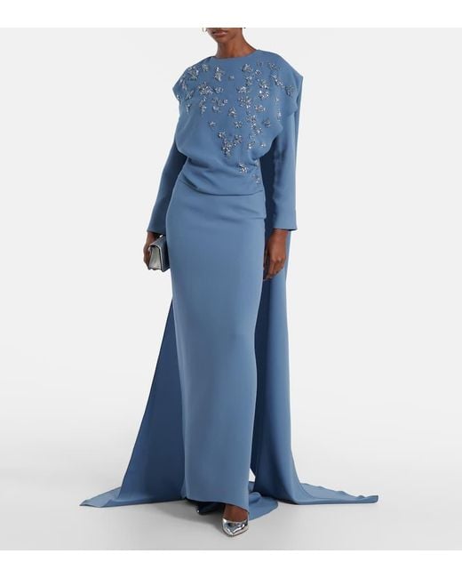 Marmar Halim Blue Robe Mit Kristallen