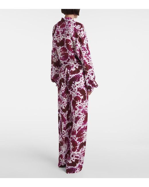 Dries Van Noten Purple Crepe Straight Pants