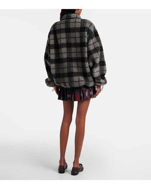 Miu Miu Black Patchwork Plaid Virgin Wool Miniskirt