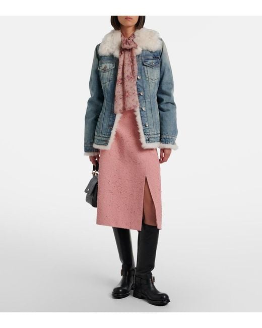 Dolce & Gabbana Blue Shearling-Trimmed Denim Jacket