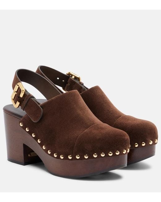 Chloé Brown Jeannette Suede Clogs