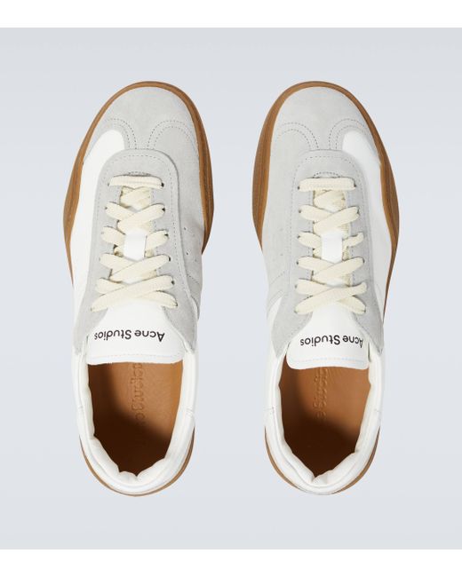 Acne White Suede-trimmed Leather Sneakers for men