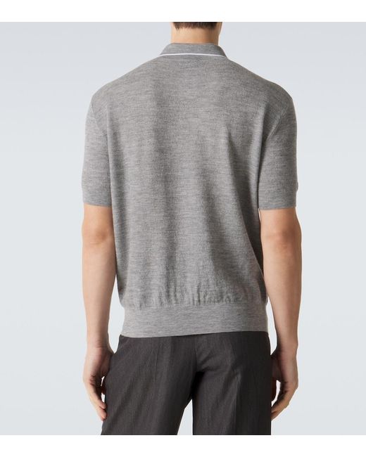 Giorgio Armani Gray Cashmere And Silk Polo Shirt for men