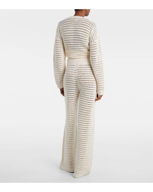 Leset White Mid-Rise-Hose Lucy Aus Haekelstrick