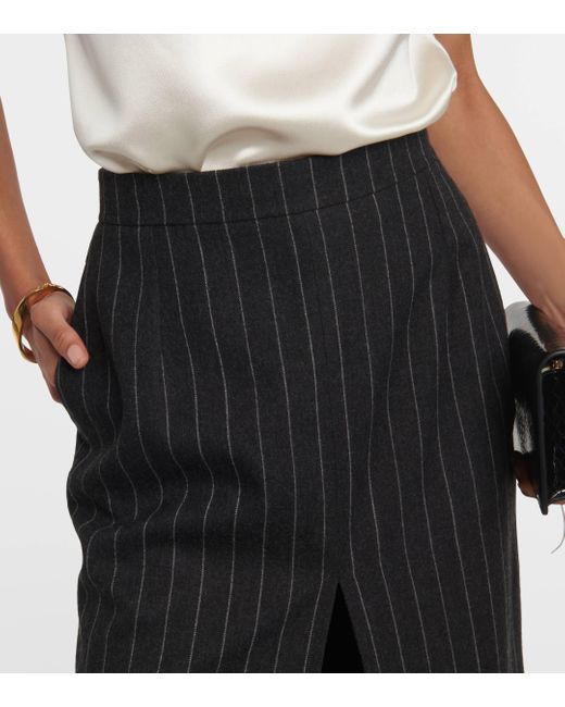 Saint Laurent Black Pinstripe Wool Pencil Skirt