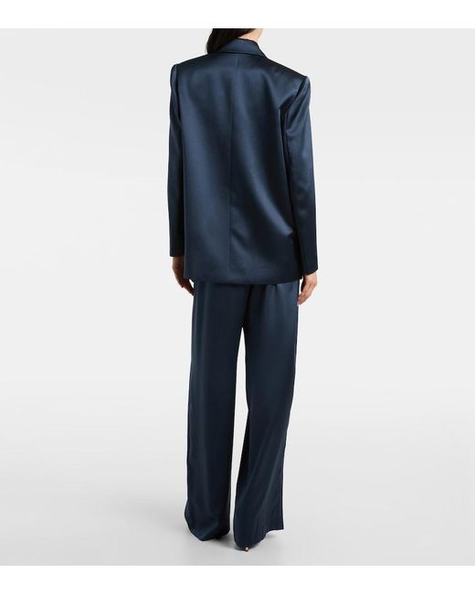 The Sei Blue High-Rise Silk Wide-Leg Pants