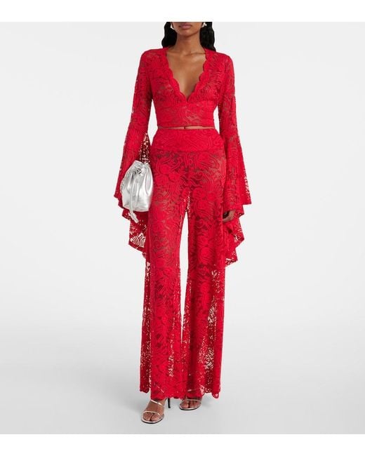 Alexandra Miro Red Talia Lace Top