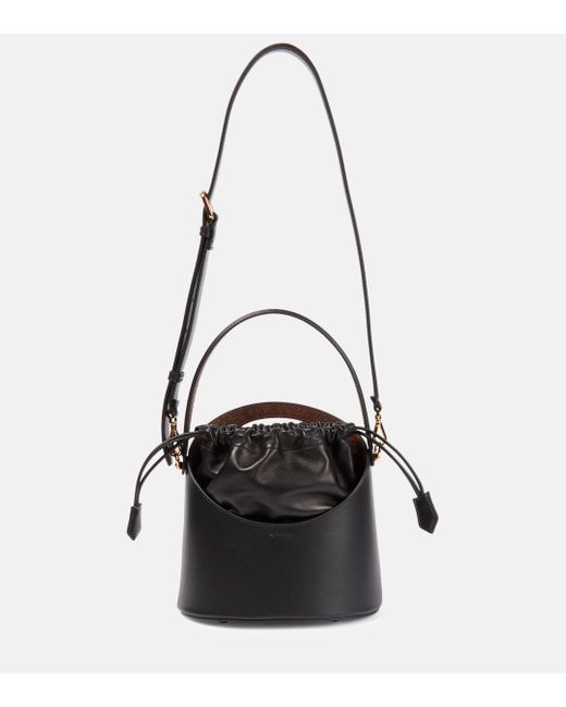 Etro Black Saturno Leather Bucket Bag