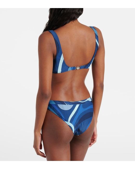 Slip bikini con stampa di Emilio Pucci in Blue