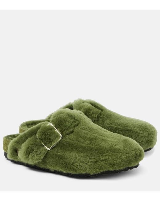 Birkenstock Green Boston Shearling Clogs