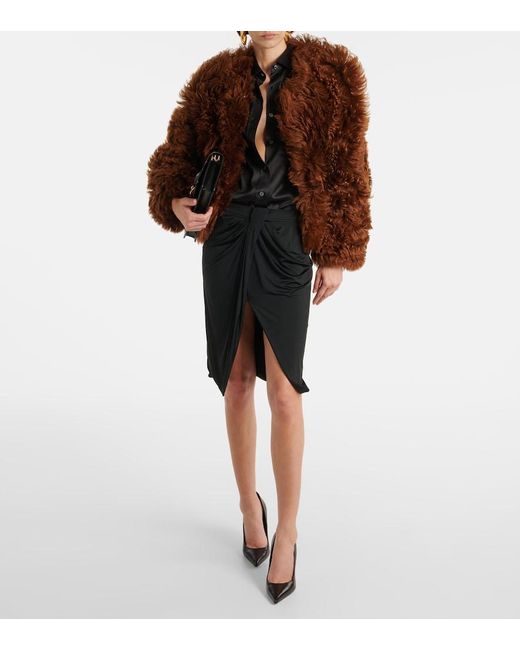 Tom Ford Black Wrap Jersey Mini Skirt
