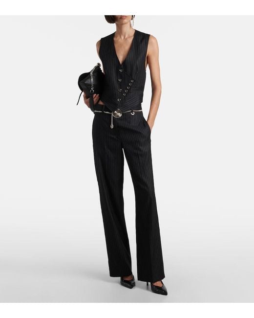 Isabel Marant Black Nicky Pinstripe Wool-Blend Vest
