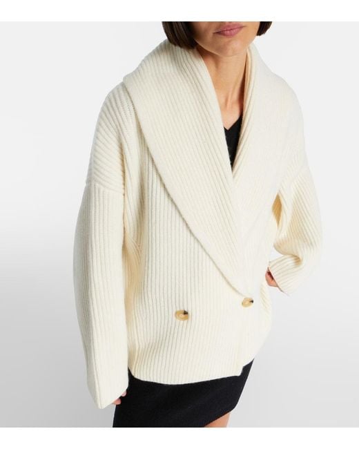 Vince Natural Ribbed-Knit Wool-Blend Jacket