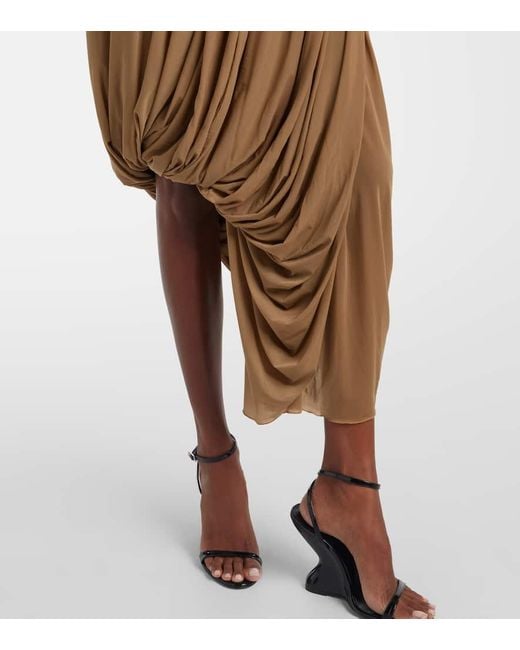 Vestido De Coctel Drapeado Con Espalda Abierta Magda Butrym de color Brown