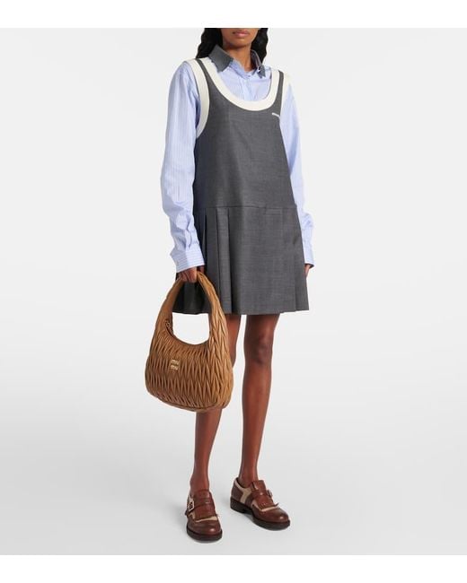 Miu Miu Brown Wander Medium Matelasse Leather Shoulder Bag