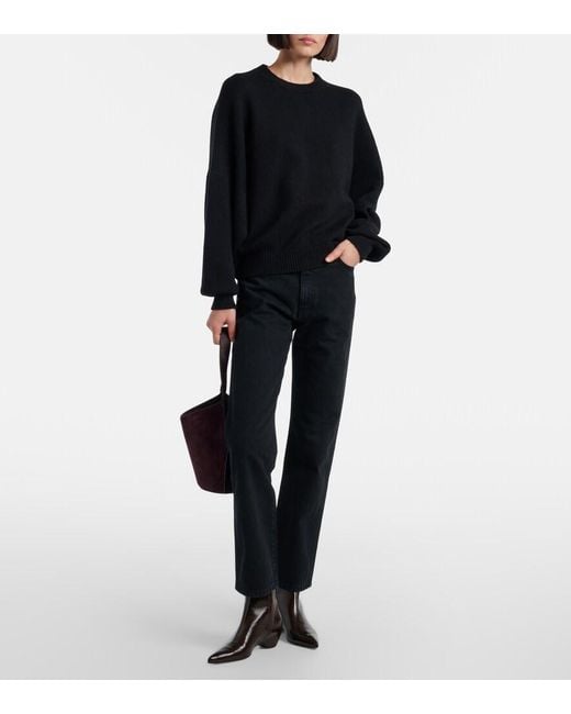 Khaite Black Sybil Leather Ankle Boots