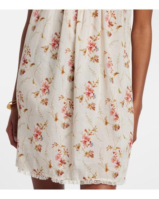Doen Natural Minikleid Daphne Aus Baumwollpopeline Mit Spitze