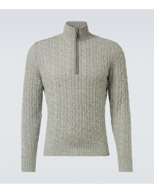 arch4 Gray Thames Cashmere Half-Zip Sweater for men