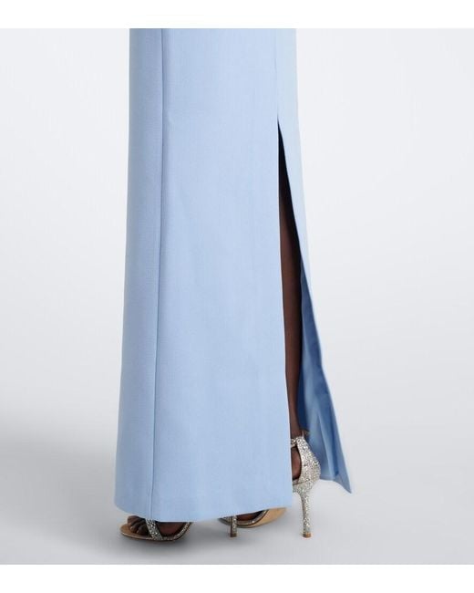 Rebecca Vallance Blue Aylin Embellished Crepe Gown
