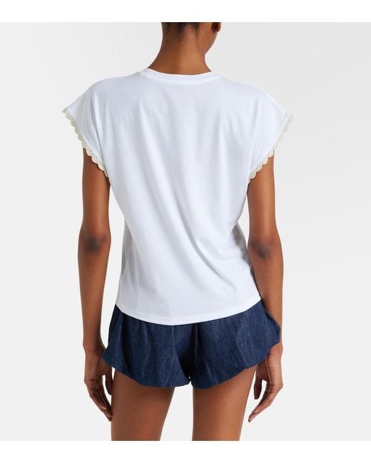 FRAME White The Crochet Cotton Jersey T-Shirt