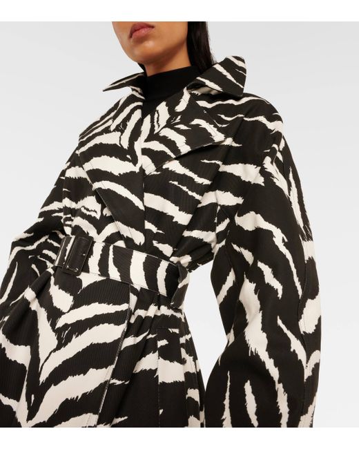 Alaïa Black Zebra-print Denim Trench Coat