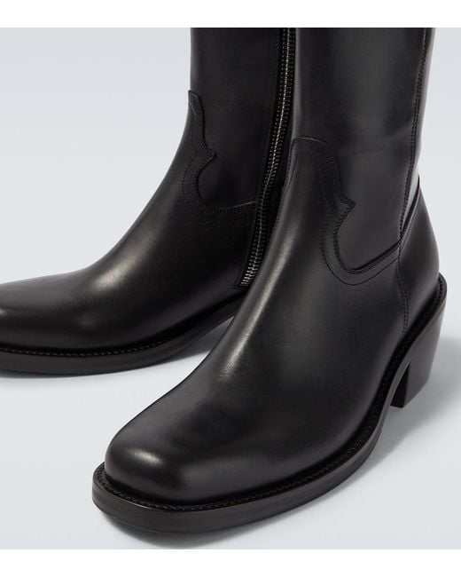 Dries Van Noten Black Leather Ankle Boots for men